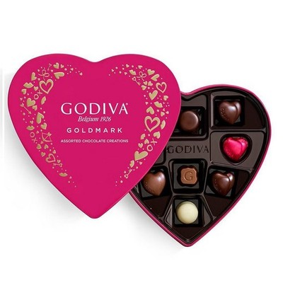 Godiva Goldmark Valentine's Day Assorted Chocolate Heart Candy Gift Box 9 Piece