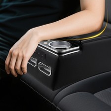 Upgrade Universal Center Console Organizer Floor Cab Back Bench Seat Armrest Led