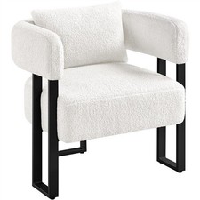 Modern Tub Chair, Cozy Vanity Chair with Metal Legs, Lumbar Pillow Living Room
