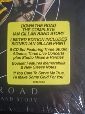 GILLAN/ IAN GILLAN BAND DOWN THE ROAD 8 X CD BOX SET & SIGNED