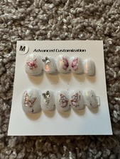 Medium White Pink Silver Shimmer Butterfly Pr...