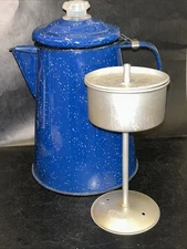 GSI Outdoors Percolator Coffee Pot Blue Speckled Enamelware Camping Cabin RV