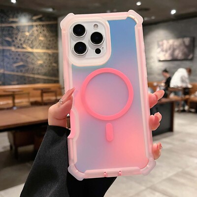 For iPhone 17 Pro 16 15 14 13 Shockproof Magnetic Colorful Hybrid Slicone Case
