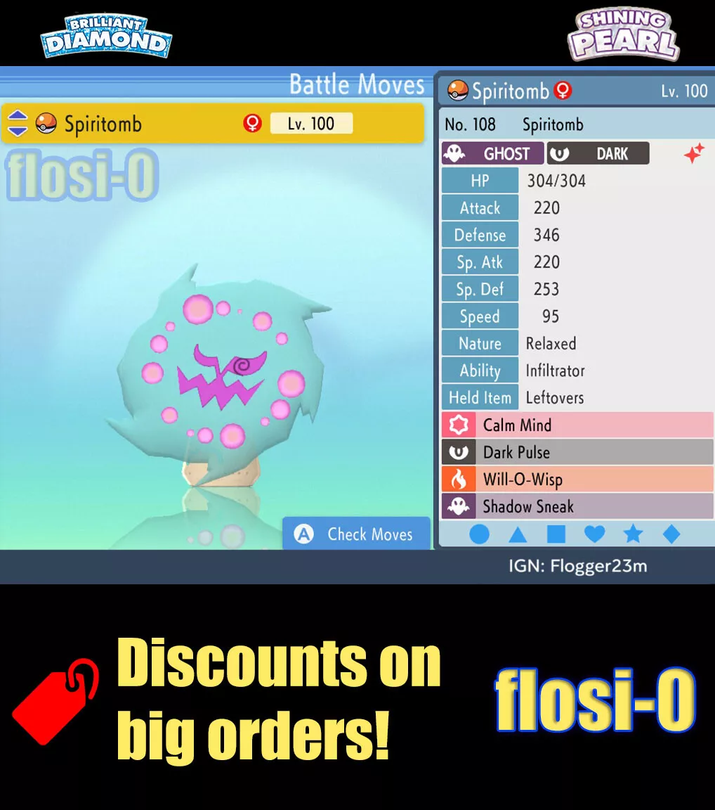 Shiny Spiritomb / Pokémon Brilliant Diamond and Shining Pearl / 6IV Pokemon  / Shiny Pokemon