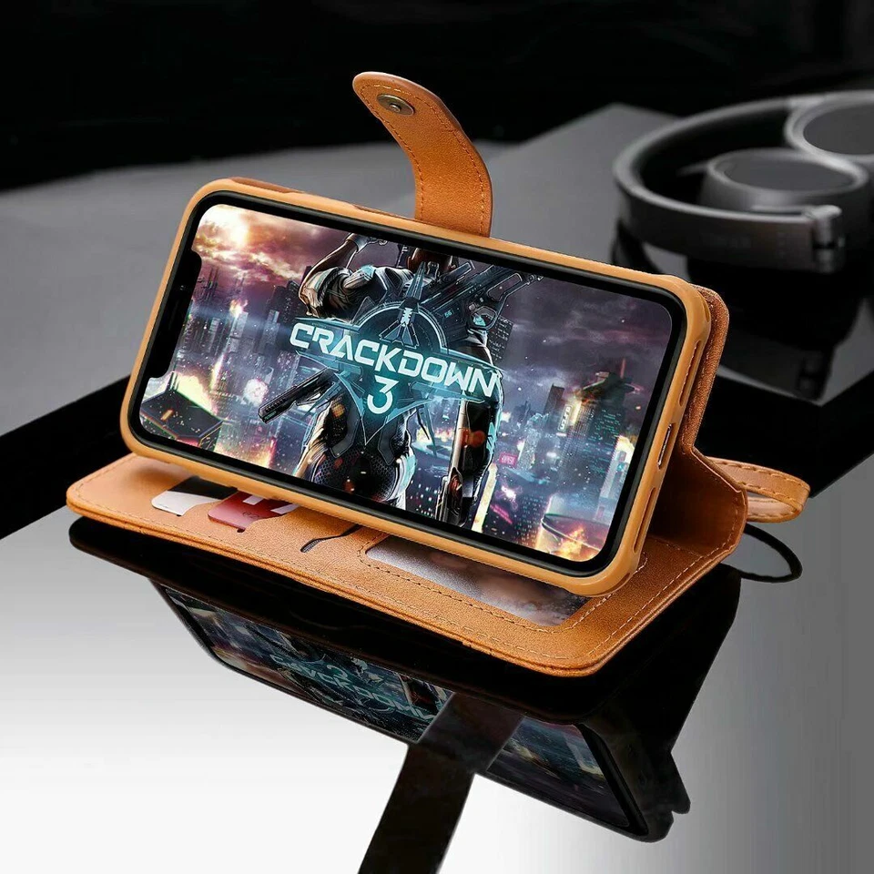 F iPhone 11 Pro Max Xr Xs 7 Detachable Leather Flip Wallet Case Card Slot Cover - Image 3 of 4