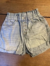 Women  s Express Denim Shorts Elastic Waist Button Fly High Rise Sz M VTG Style