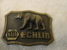 NAPA ECHLIN EMBOSSED BEAR SOLID BRASS BELT BUCKLE 3" VINTAGE