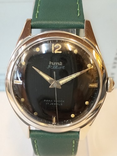 HMT PILOT 17 JEWELS WINDING BLACK DIAL 030189 INDIA MEN'S FULL WORKING VINTAGE - Picture 3 of 21