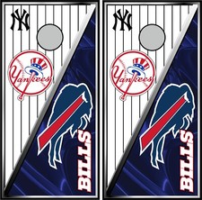 yankees  bills split 0470 cornhole board vinyl wraps
