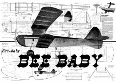 Bee Baby Sport Biplane 28" WS RC Airplane Laser Cut Balsa Short Kit