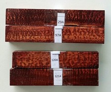 2 pcs 1" x 1.5" x 8"  2 pcs 1" x 1.5" x 9" high figured Snakewood blanks