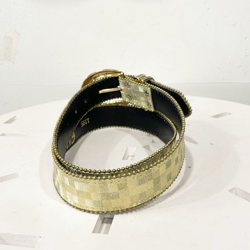 Vintage 90s Elite Belt Y2K Made In USA Womens Lg Gold Lame Genuine Leather - Picture 3 of 8