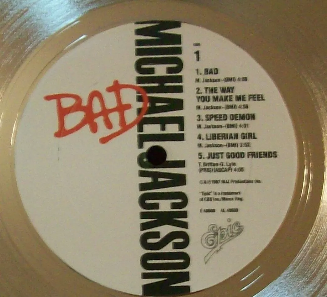 Michael Jackson BAD Gold LP Record Mini Album Disc Not a Award w