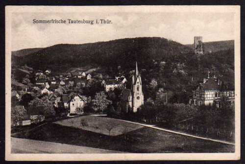 62226 AK Tautenburg 1919 Ortsansicht mit Turm der Ruine - Bild 1 von 2