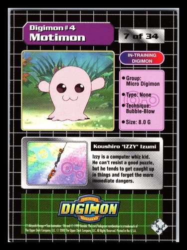 DIGIMON Izzy & Motimon #4 - 7 de 34 - SERIE 1 - 1999/2000 BANDAI - De colección - Imagen 2 de 2