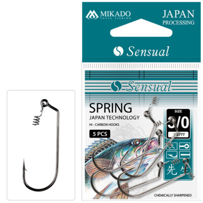 Mikado Sensual Japan Haken mit Feder 3/0-6/0 Offset Bait Hook