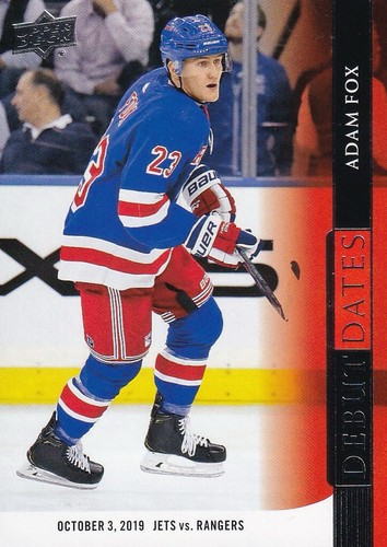 2020-21 Upper Deck Series 1 Debut Dates ADAM FOX New York Rangers