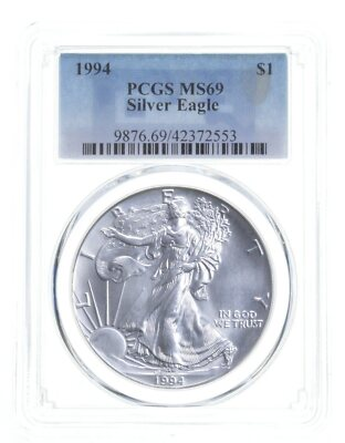 #ad #ad 1994 MS69 $1 American Silver Eagle 1 Oz PCGS Blue Label $99.95