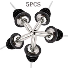 5-Pack Stainless Steel Liquor Pourers – Wine Bottle Spout Stopper Set
