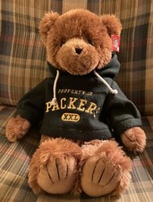 Green Bay Packers Plush Bear In Hoodie, 19  Length, New Condition, Very Soft Fur