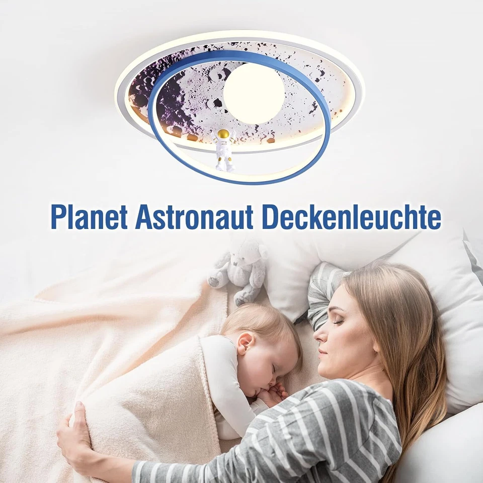 LED Deckenleuchte Astronaut Mond Kinderzimmerlampe Deckenlampe Mit Fernbedienung - Bild 2 von 4