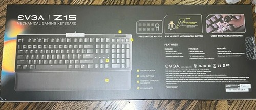 New Sealed EVGA Z15 RGB Mechanical Gaming Keyboard Hot Swappable Bronze Switches - Picture 2 of 2