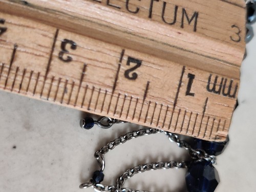 Swarovski Fringed Chains Necklace Dark Blue Crystals Rhodium Plated Adjustable - Picture 12 of 16