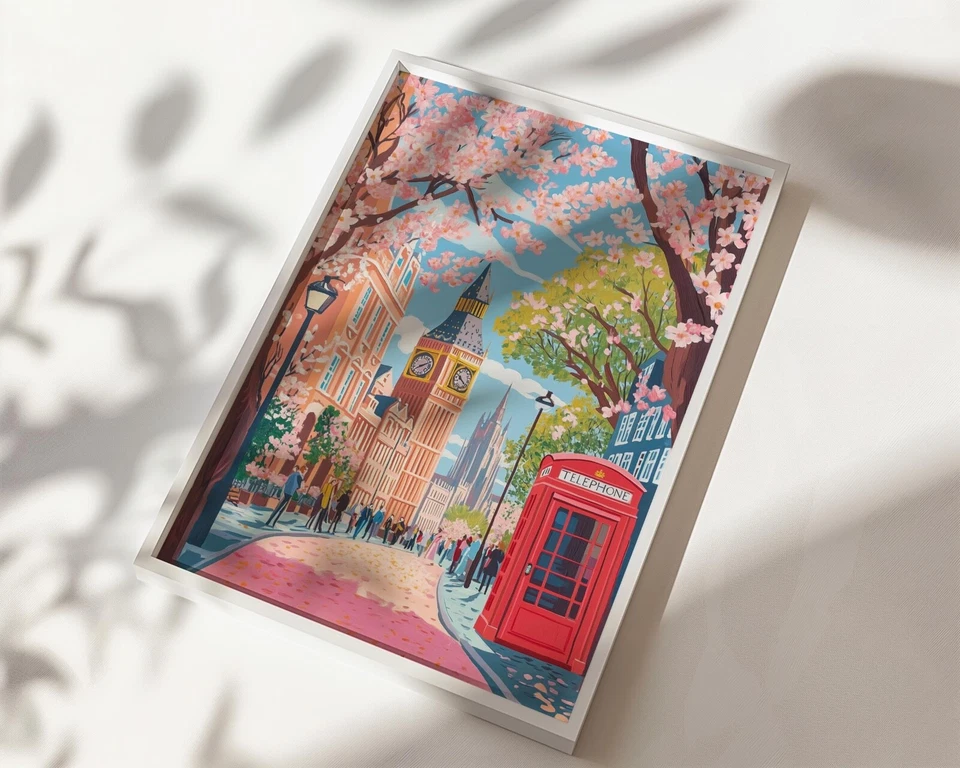 Pink London England Travel Wall Art Print Poster - Image 3 of 4