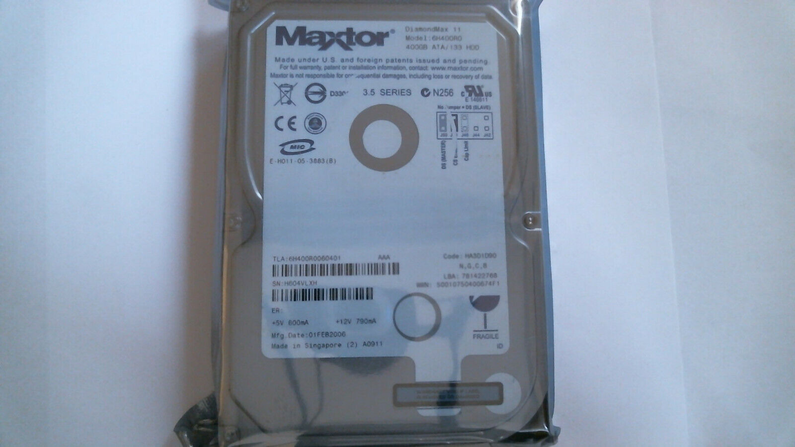 400 GB IDE Maxtor DiamondMax11 6H400R0 7200 RPM DYSK TWARDY NOWOŚĆ Popularna WYPRZEDAŻ, świetne okazje