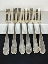 OKA 90 Silverware Forks Set Of 6 Pearl Edge 90 Silver Plated Flatware Serving