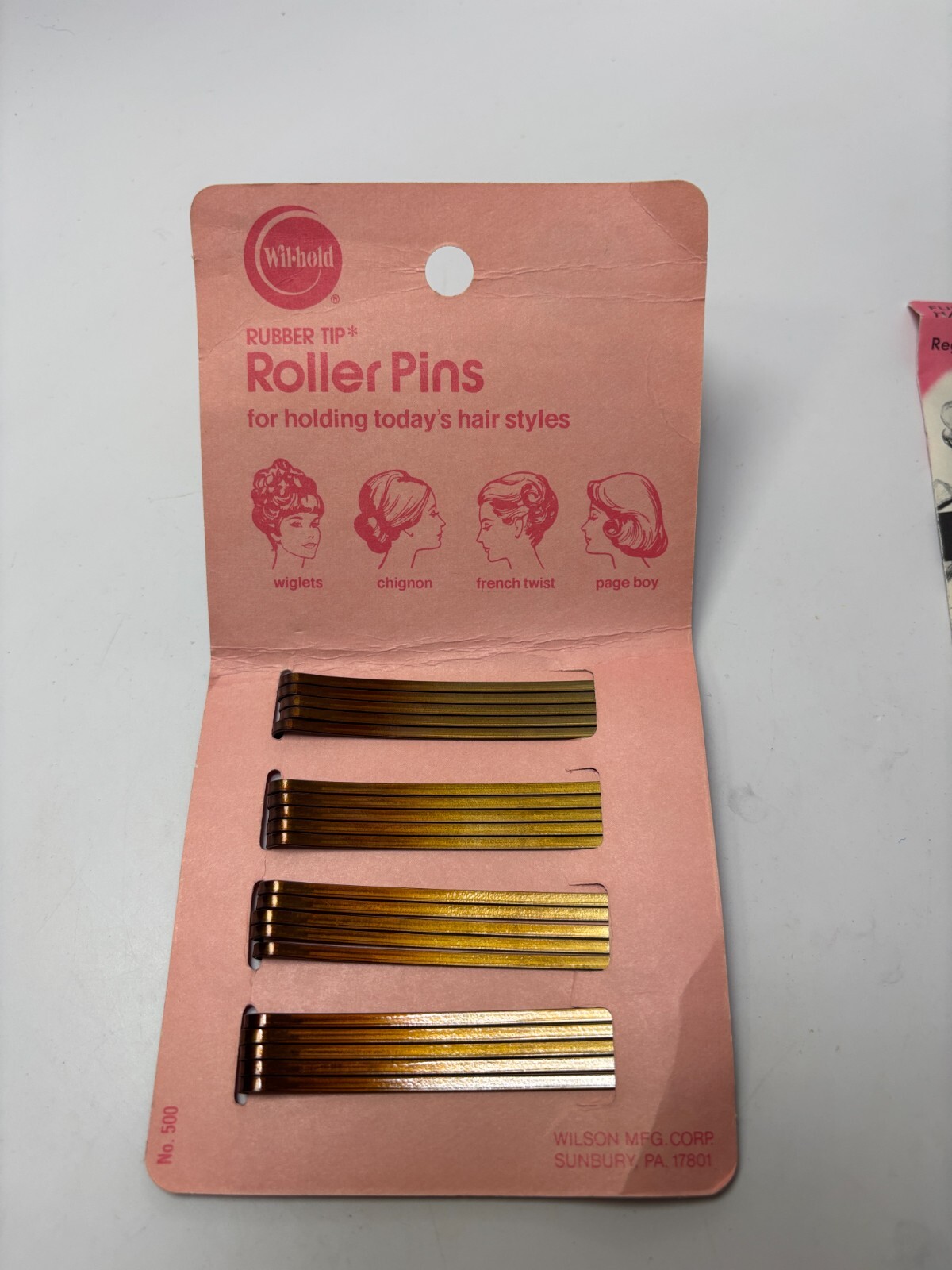 Lot Vintage Hair Style Net Goody Wil Hold Rubber Tip Roller Pins w/ Card MCM Ret