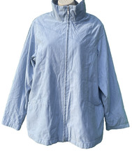 Ewm Pure Classics Size 18 Blue High Collar Soft Feel Pockets Full Zipped Coat