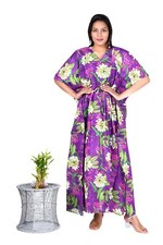 Indian Cotton Purple Floral Handmade Cotton Kaftan Dress Night Maxi Dress Gown
