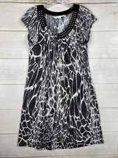 Another Thyme Dress Womens 6 Animal Print Studded Scoop Neck Flowy Stretch S/S