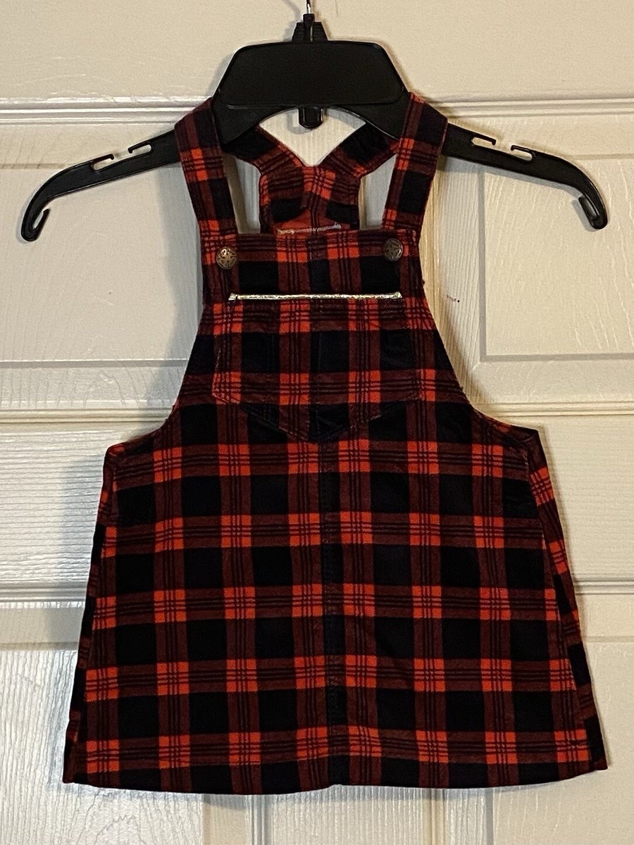 red and black plaid overall dress Plaid Overall Dress (S) Small Red Tartan Vintage Pinafore