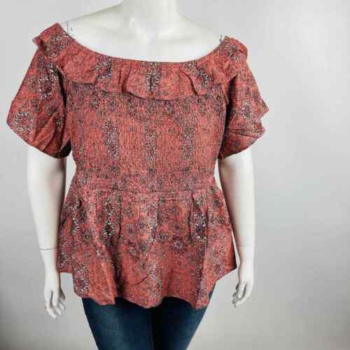 Nuevo Medallón Rosa Maurices Mujer Talla 4X Plus Texas Ahumado Del Hombro Nuevo Con Etiquetas - Imagen 2 de 7