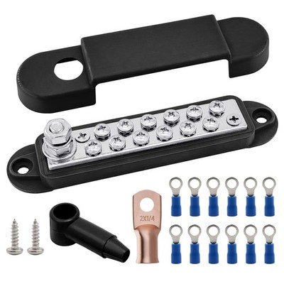 Power Distribution Block 12V 150A Bus Bar Kit for Marine, Car, Solar - 5.3