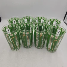 Vintage Georges Briard Golf Theme Highball Glasses Set 0f 8