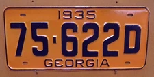 1935  Georgia  License Plate