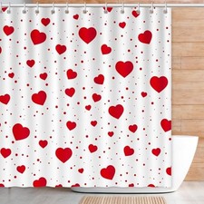 72" x 72" Valentine's Shower 72"W x 72"L Pack of 1 Red Large  Small Hearts