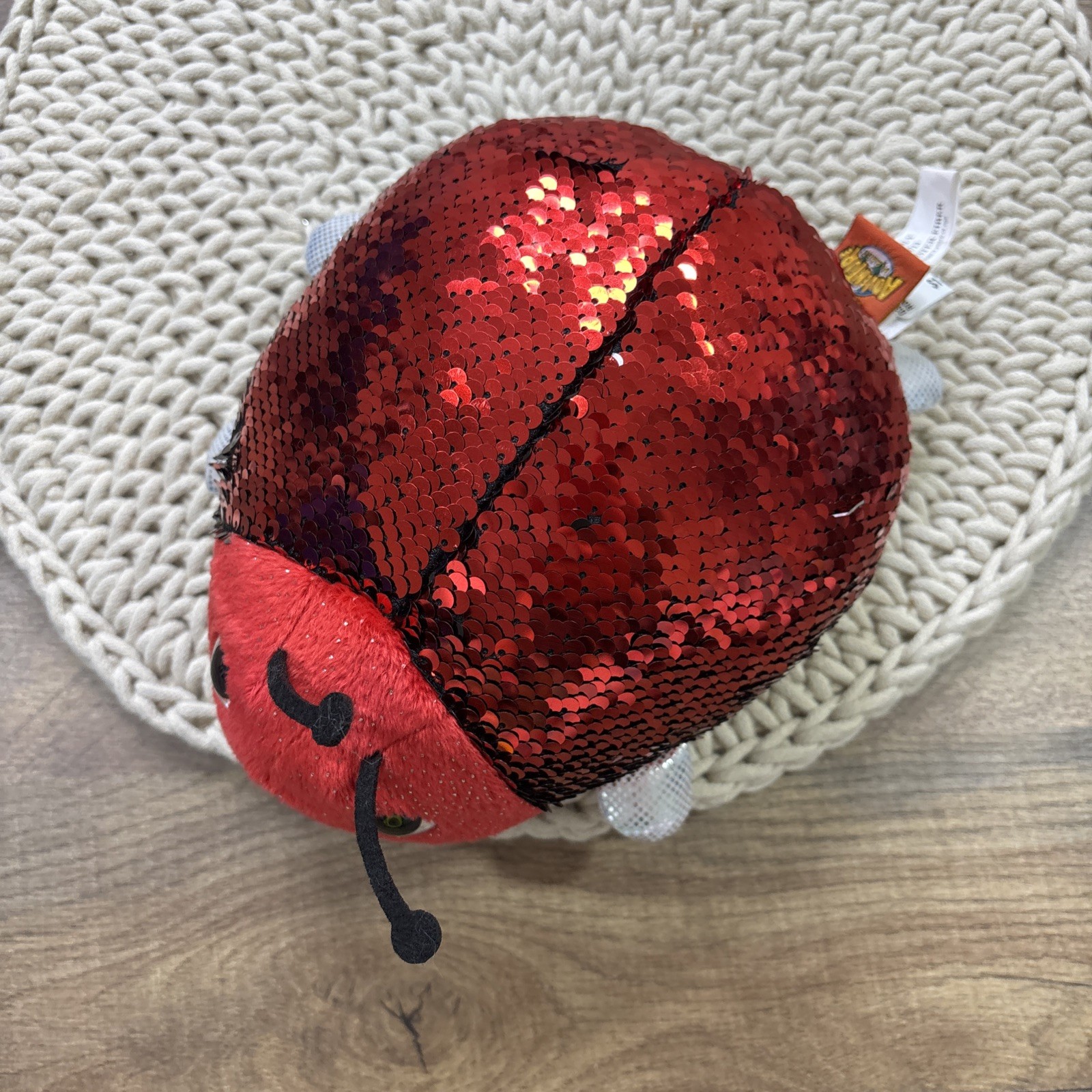 Adventure Planet Red Sequin Lady Bug Plush 8” Flippable Sequins