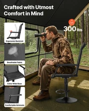 Hunting Chair, 360?° Silent Swivel, Lightweight Blind Chair, Heavy-Duty Stee