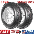 Pair ST205/75D15 Trailer Tires with 15" Rims, 5 Lug on 4.5", 6-Ply Load Range C