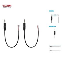 2-Pack 3.5mm 1/8" to Speaker Wire TRS Stereo Male Plug to Bare Wire Pigtail 3...