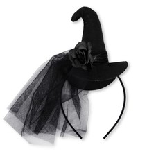 Mini Black Witch Hat Headband for Women   Halloween Costume Hair Accessory, V...