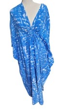 Tie-Dye Kaftan Maxi Viscose Boho One Size Lounger Casual Summer Dress Beachwear