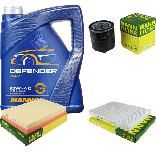 Mann Inspektionspaket 5L Mannol Defender 10W-40 FüR Seat Leon 1.6 16V Toledo II-image