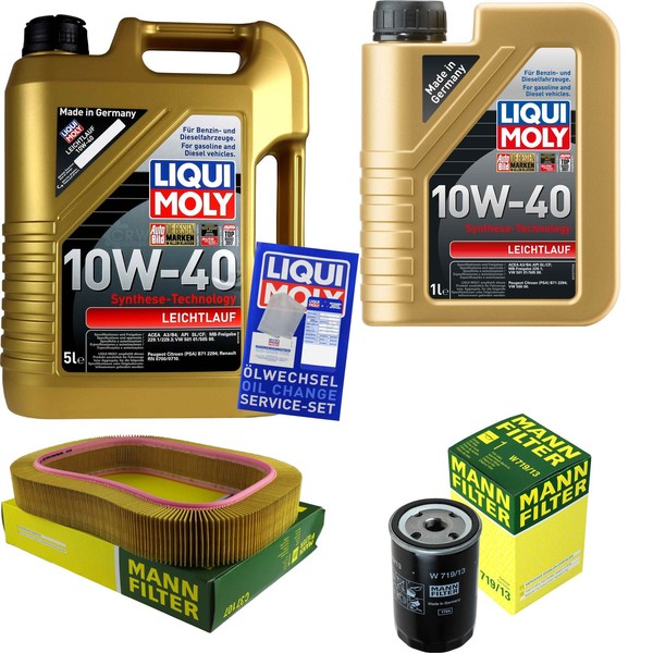 Mann Inspektionspaket 6L Liqui Moly 10W-40 FüR Mercedes 190 W201 E 2.0 Saloon-image