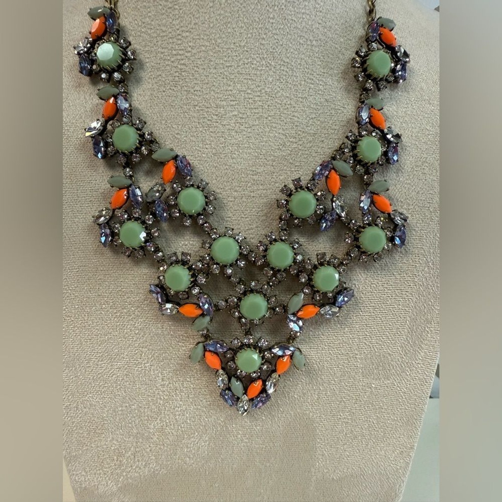 J  Crew Green Multi Rhinestone Statement Necklace - image 2