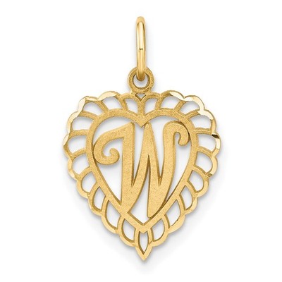 10k Yellow Gold Initial ''W'' Letter Charm Pendant 1g